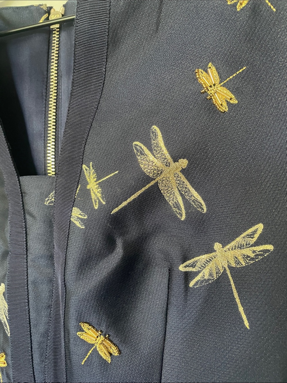 Ted Baker Navy Mini Dress with Gold Dragonfly Motif - Picture 4 of 5